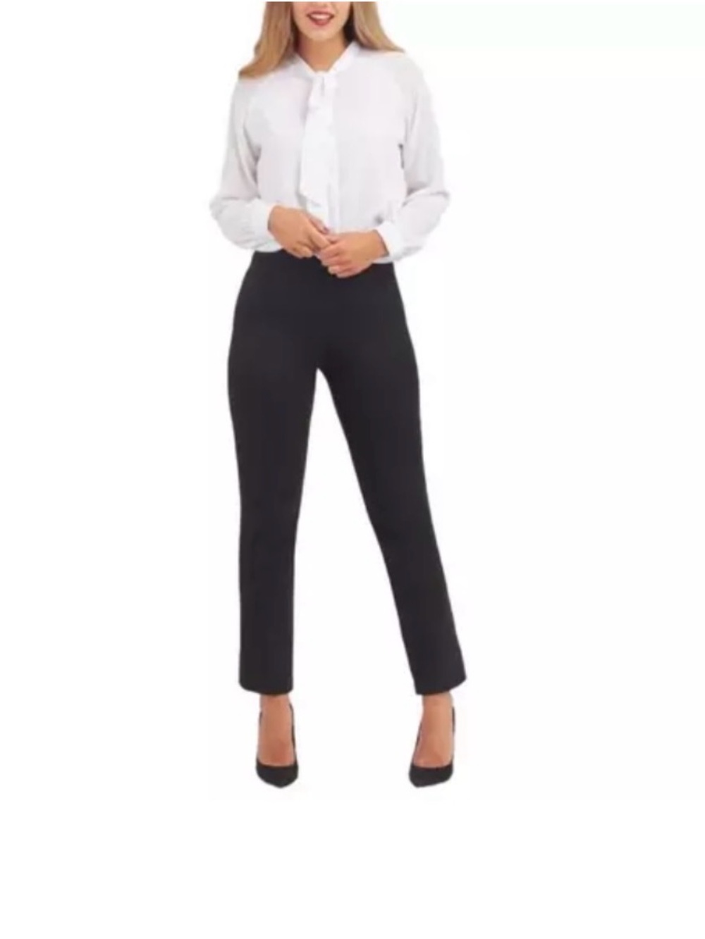 Spanx The Perfect Slim Straight Dress Slacks Sliming Shape Wear Black Pants L